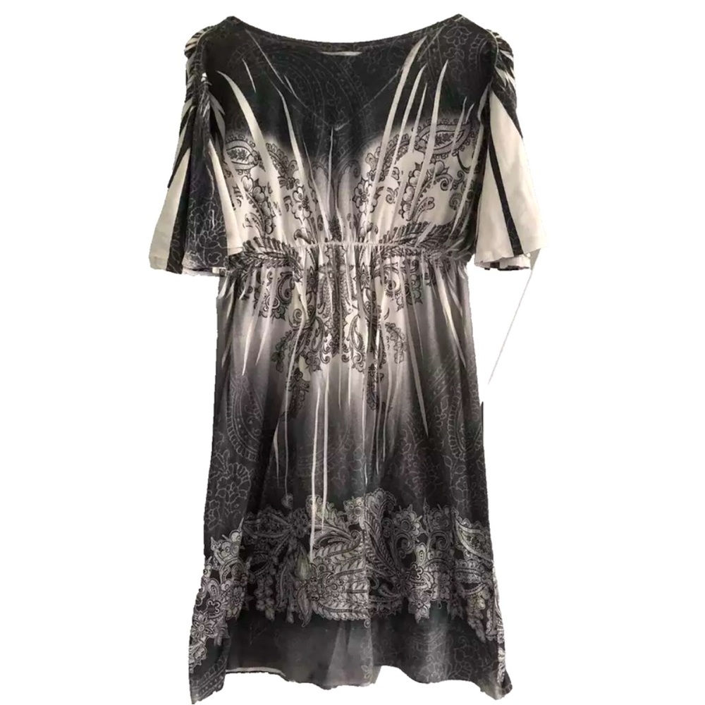 Sublimation Dress Paisley Floral Gray Tattoo Espresso Sz Medium